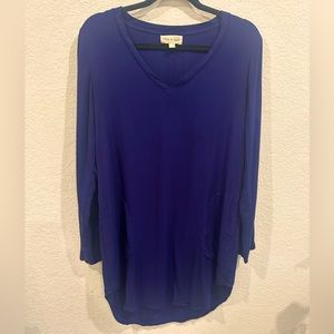 Deep Blue Shirt Dress from Anthropologie brand Cloth & Stone- Long Sleeved-small